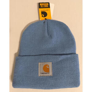 Carhartt Knit Cuffed Beanie Men's One Size Light Blue Knit Patch Cuffed A18-HD0
